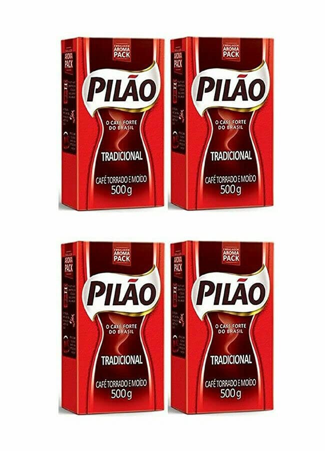 Pilao coffee traditional roast ground 500g pack of 4 for versatile daily brewing.