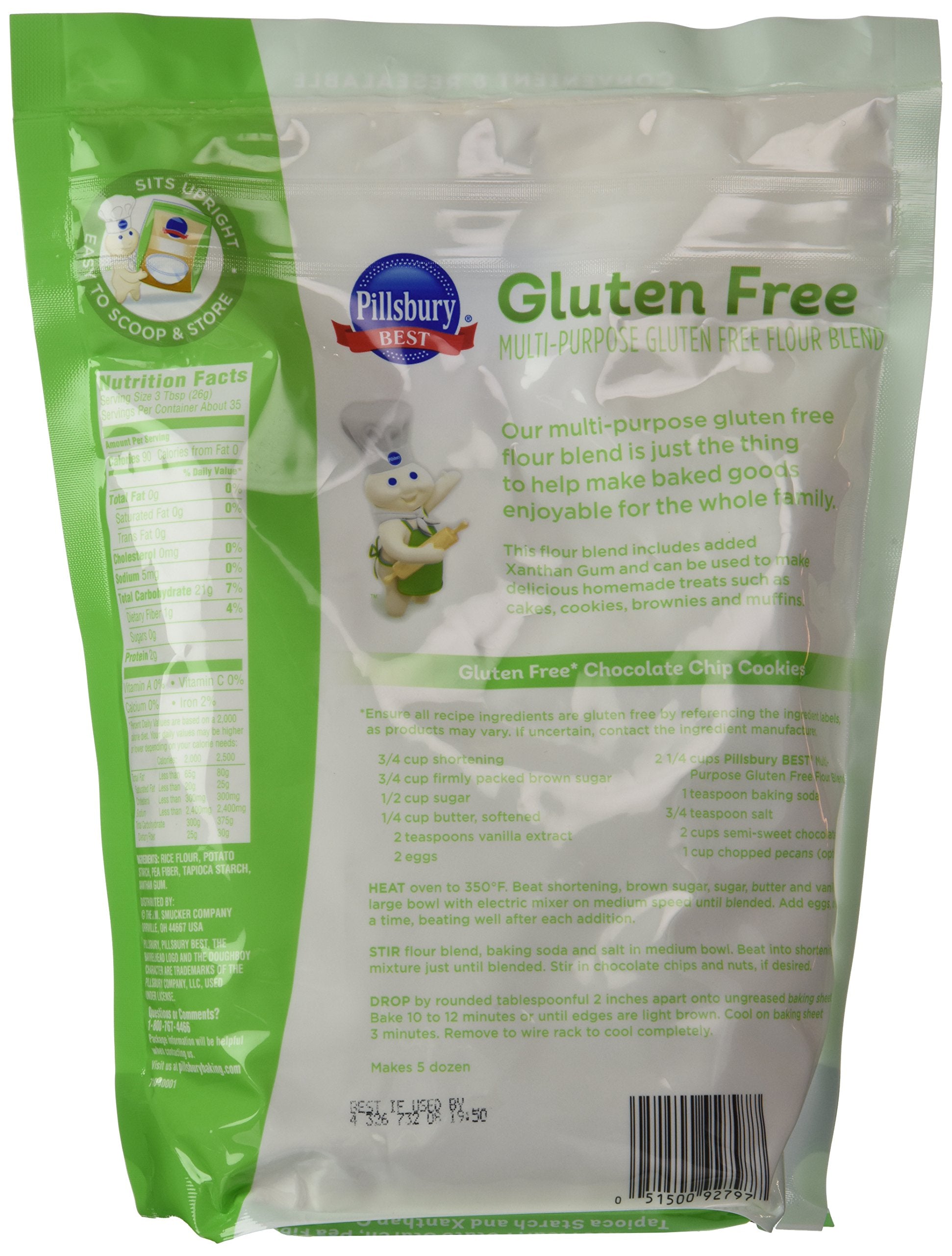Pillsbury Best Gluten Free Flour Blend Pack 2 box-back highlights value and prep tips.