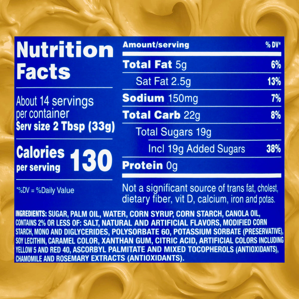 Pillsbury Creamy Supreme Salted Caramel Frosting spread on a cake for smooth finish
