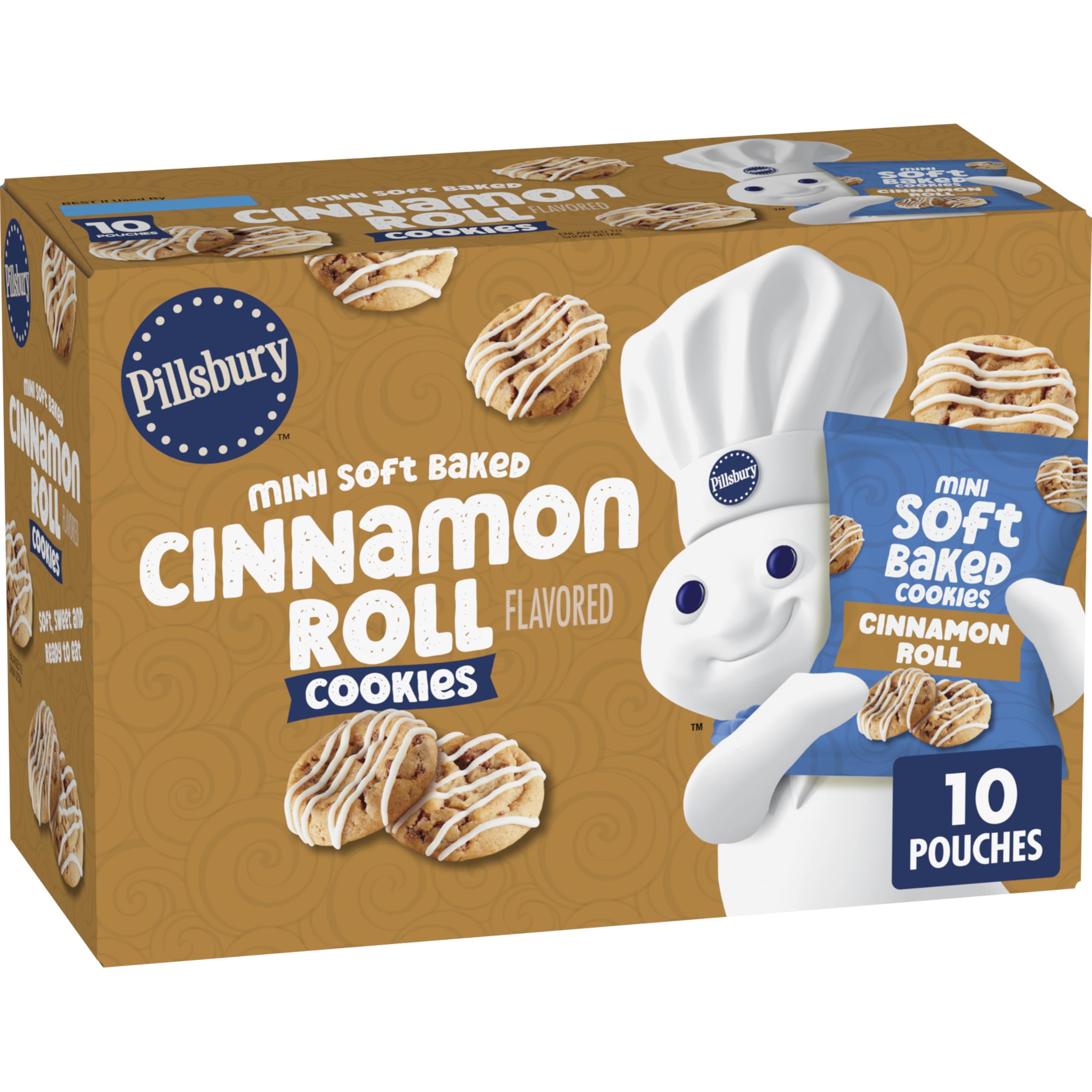 Pillsbury mini soft baked cinnamon roll cookies close-up showing soft texture for a quick snack