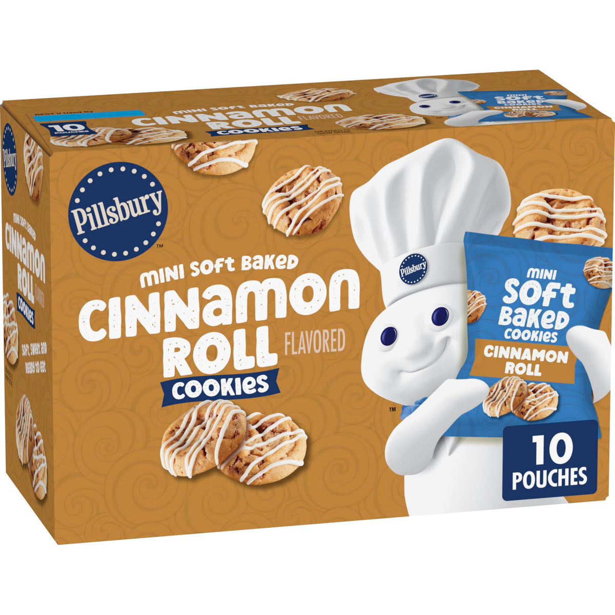 Pillsbury mini soft baked cinnamon roll cookies close-up showing soft texture for a quick snack