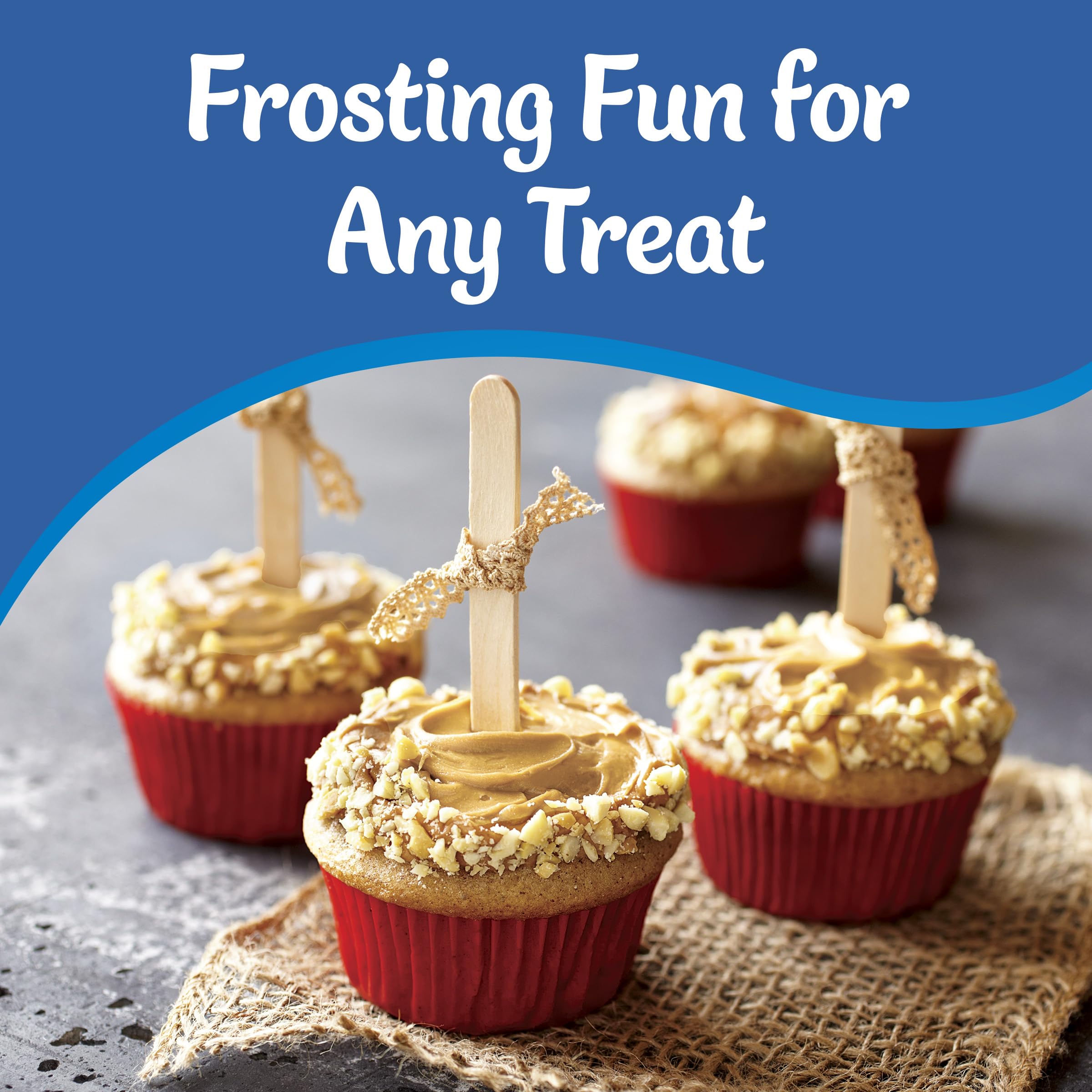 Pillsbury salted caramel frosting drizzle on brownies for a glossy caramel layer