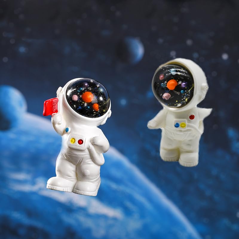 Pinenjoy DIY diorama decorations add space-themed whimsy to shelves.