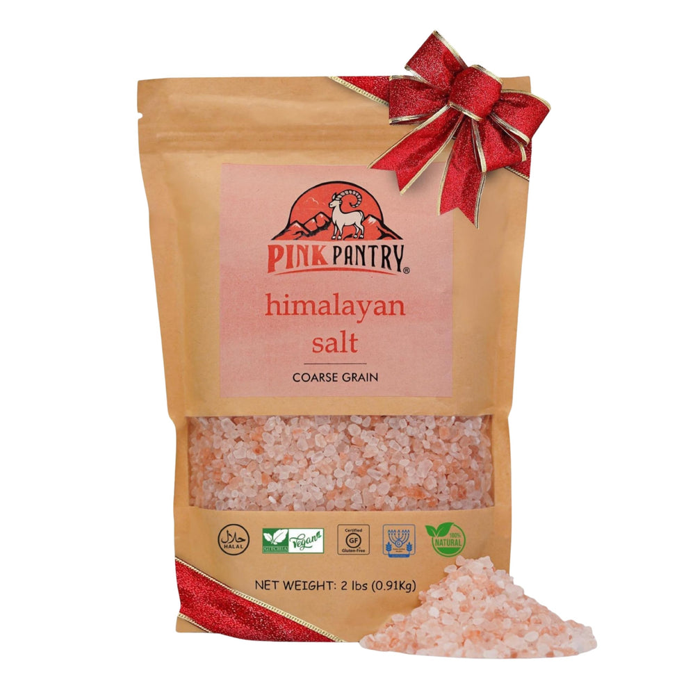 Pink Pantry Himalayan salt coarse crystals perfect for grinding into fresh seasoning.