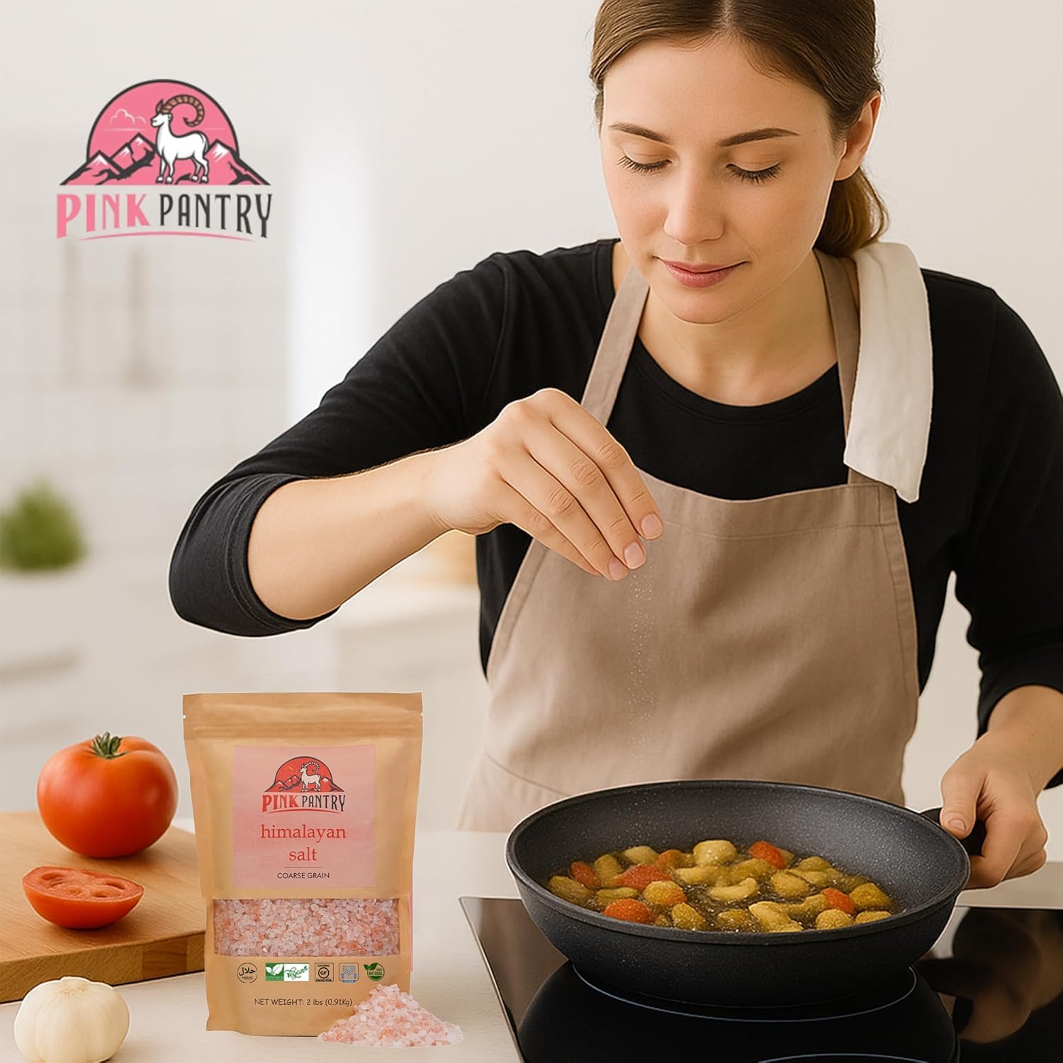 Pink Pantry slow-dissolving crystals ideal for brining and slow-cooked meals.