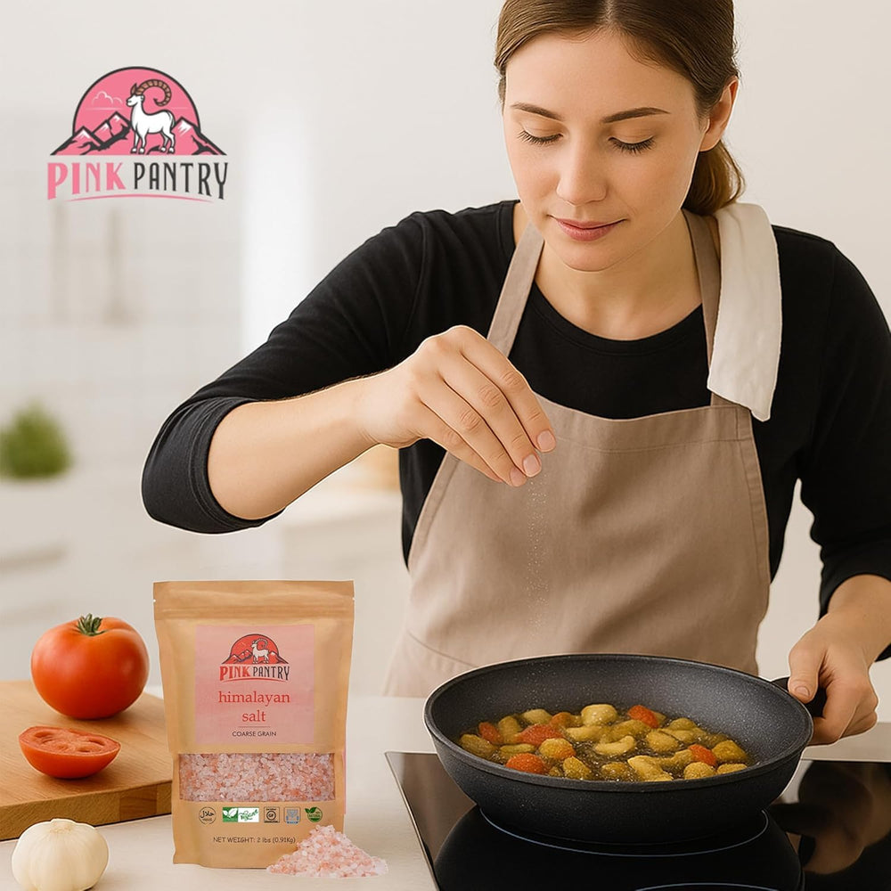Pink Pantry slow-dissolving crystals ideal for brining and slow-cooked meals.