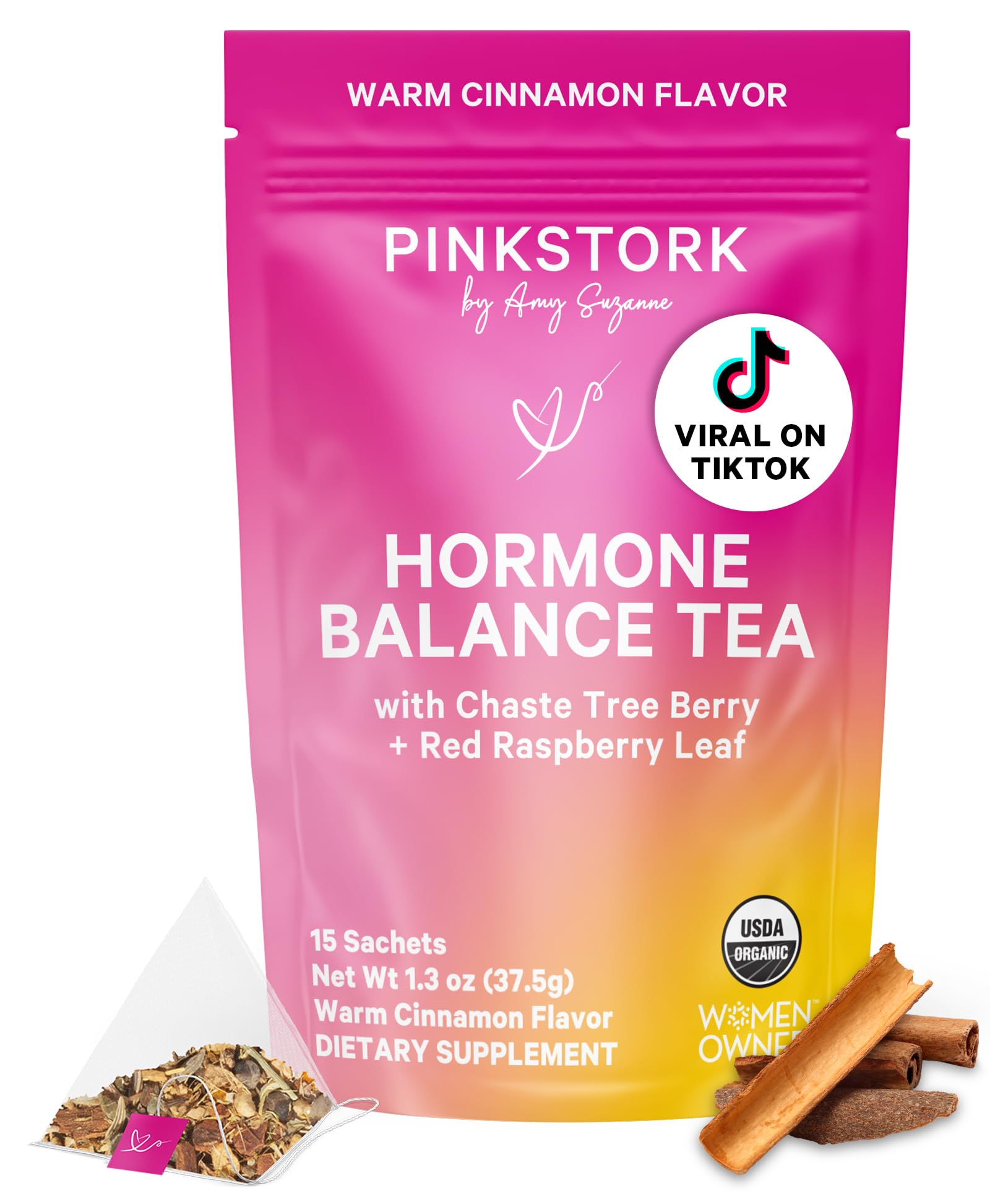 Pink Stork Hormone Balance Tea cup for a caffeine-free daily ritual.