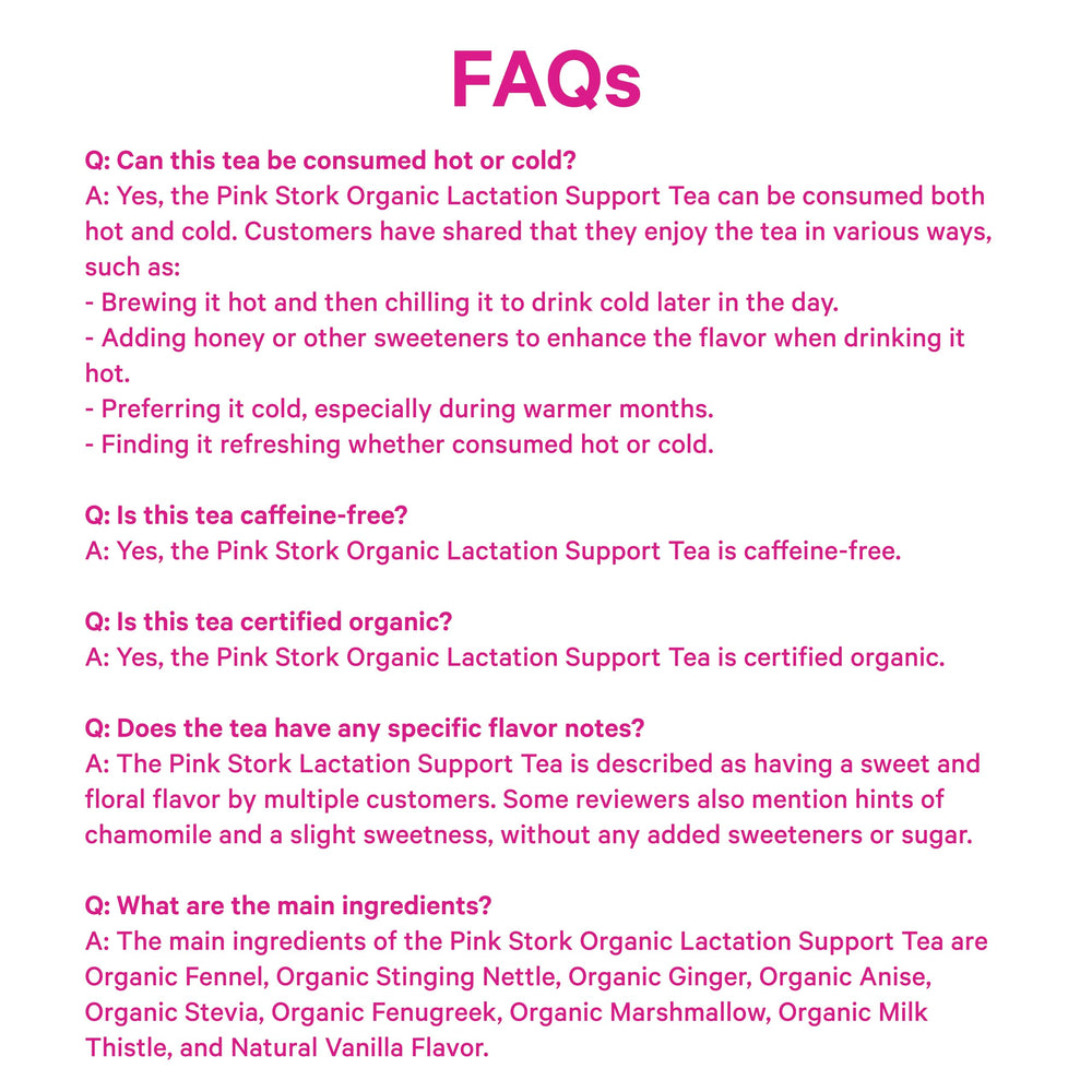 Pink Stork tea pairing ideas with lactation cookies and drinks.