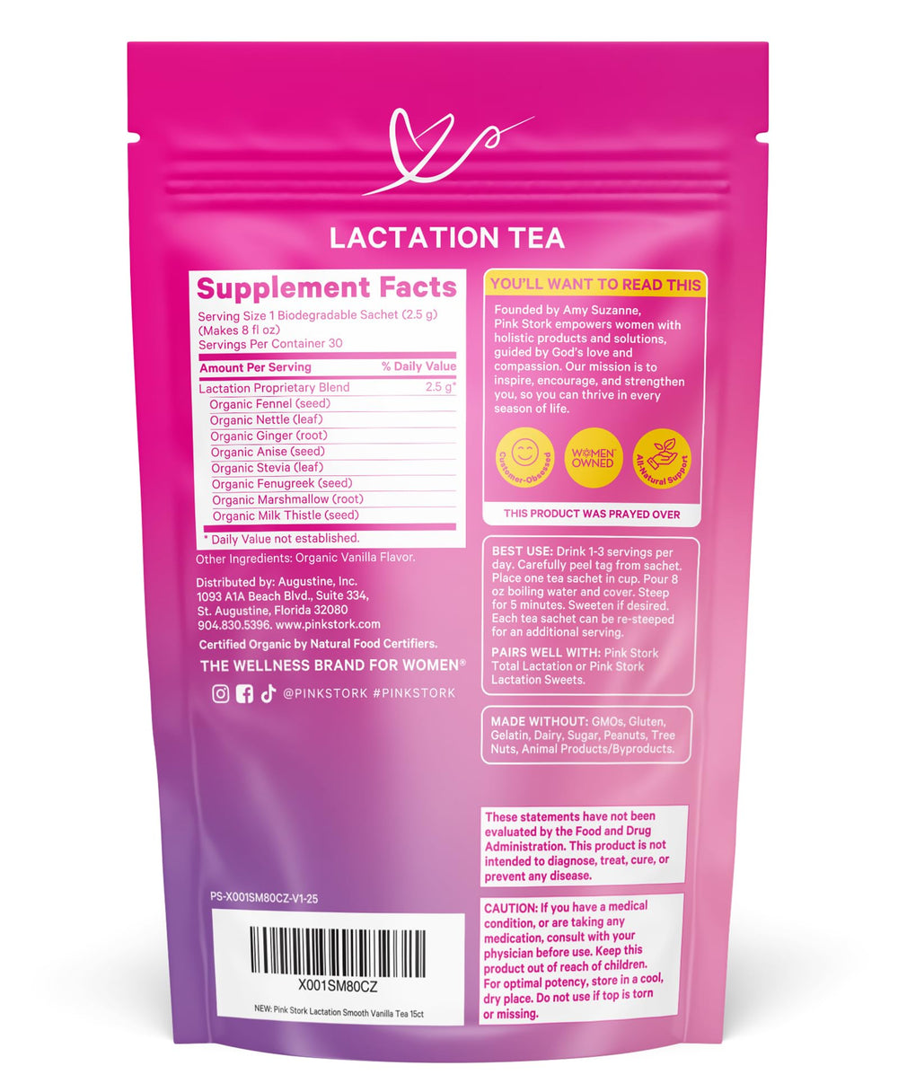 Pink Stork lactation tea during pumping session.