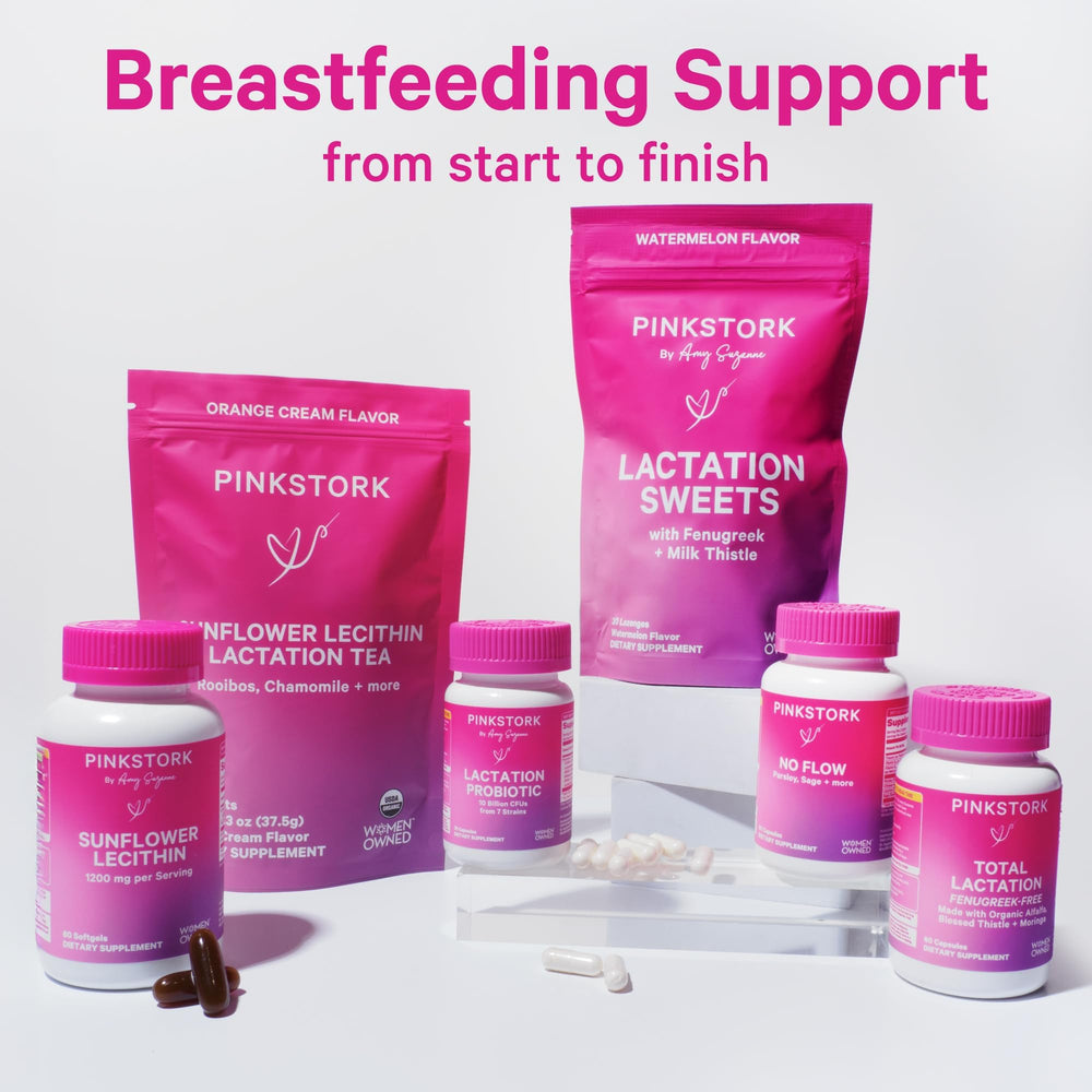 Pink Stork No Flow iced tea in a pitcher suggests easy daily use.