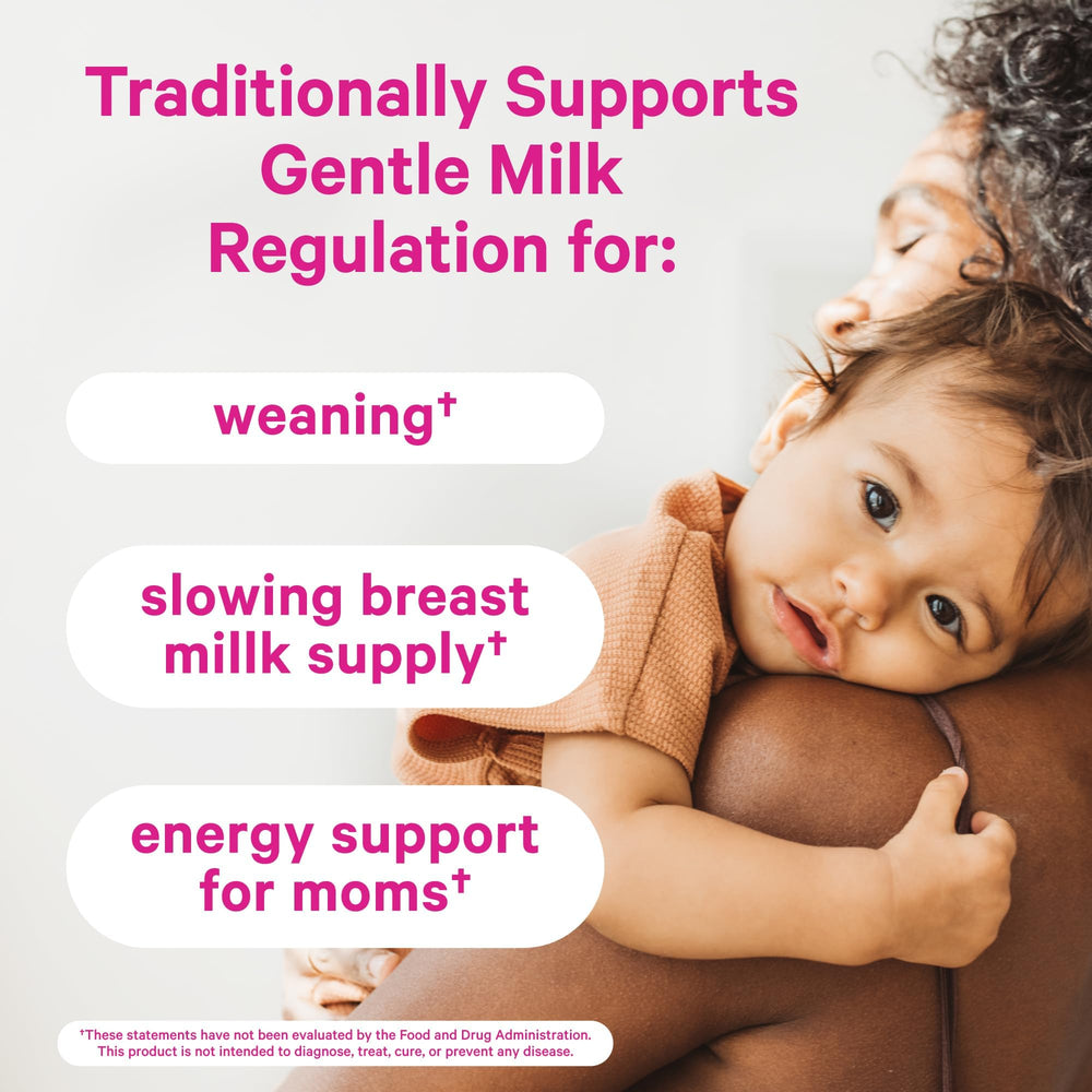 Pink Stork No Flow ingredients—sage, parsley, mint—used for lactation support.