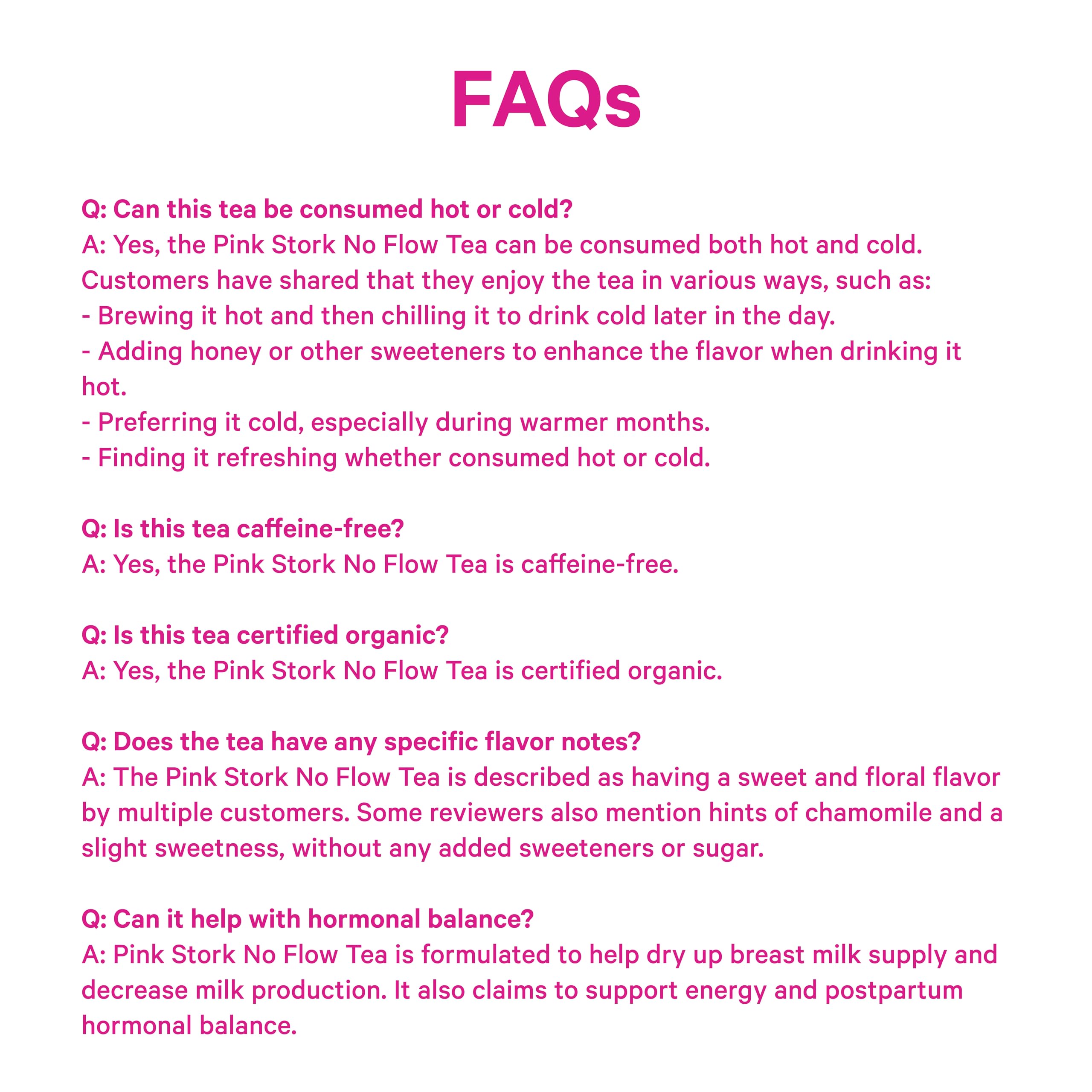Pink Stork No Flow Tea Organic Ingredients — clean, non-GMO blend crafted for moms