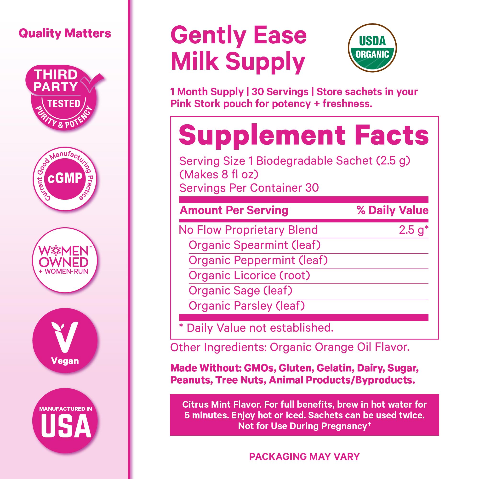 Pink Stork No Flow Tea Parsley Leaf — parsley for balanced herbal support during weaning