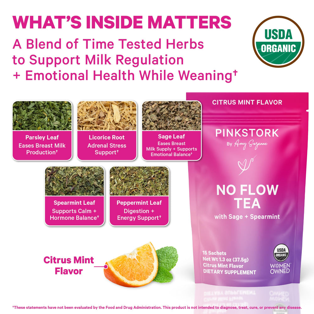 Pink Stork No Flow Tea Peppermint Slice — peppermint adds a refreshing, caffeine-free sip