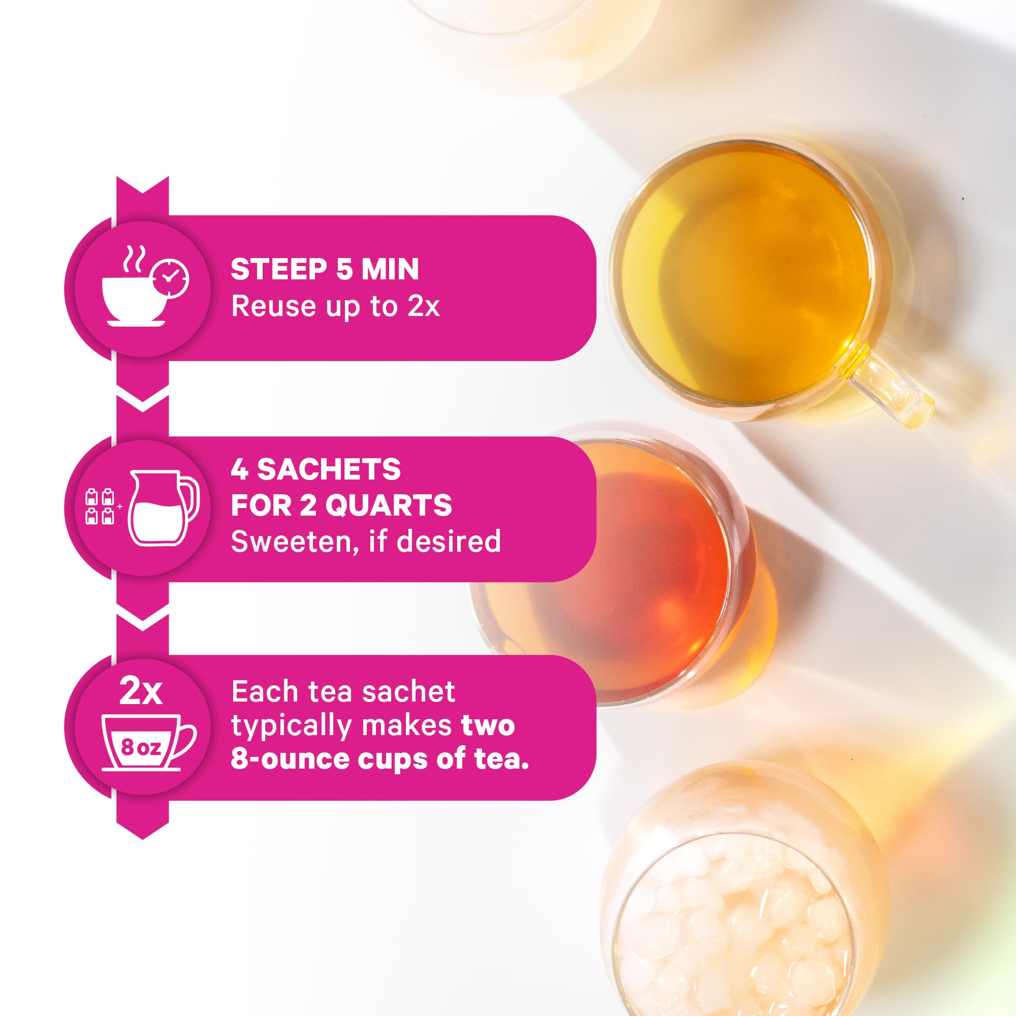 Pink Stork No Flow Tea Pyramid Sachet — convenient sachets for hot or iced preparation