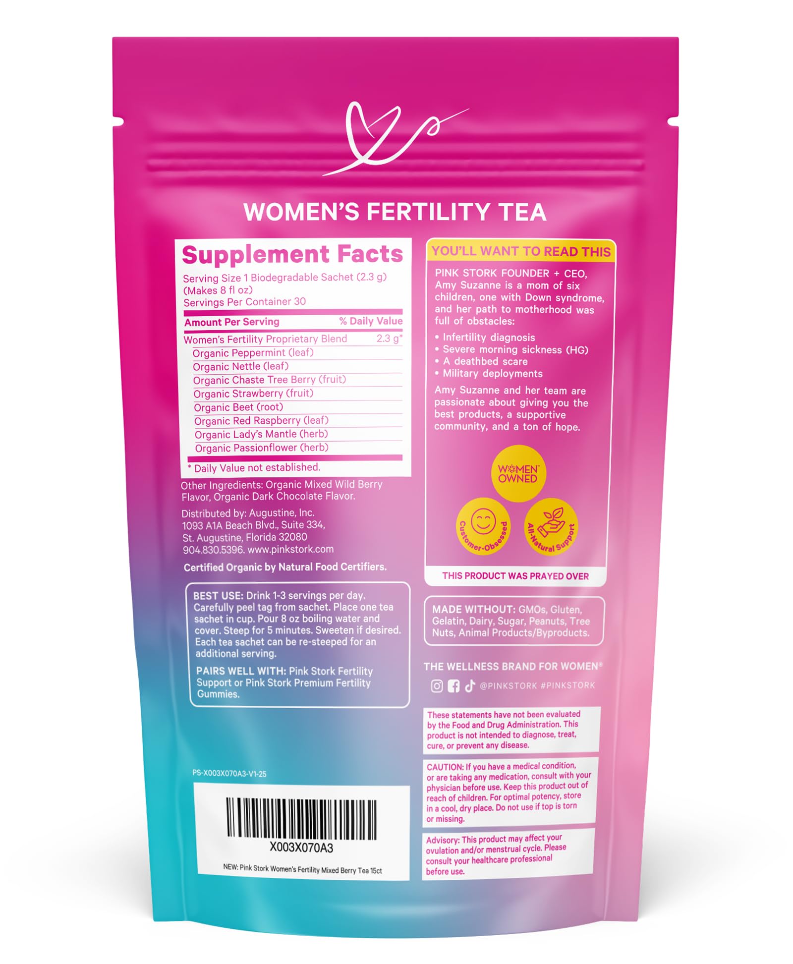 Pink Stork Herbal blend with Vitex for preconception routine.