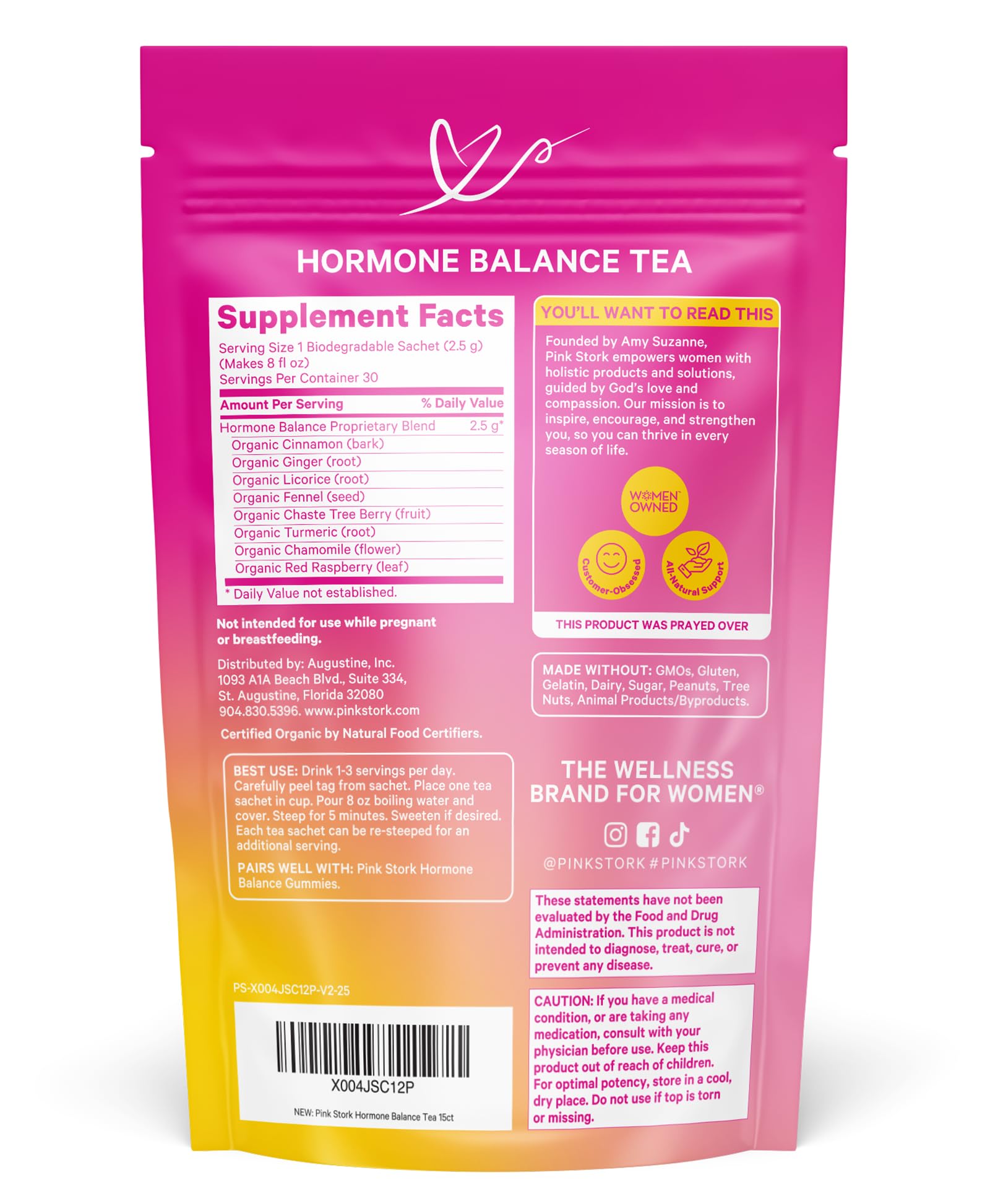 Pink Stork Vitex chasteberry botanicals displayed for natural rhythm support.