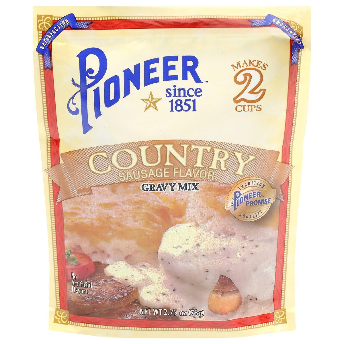 Kitchen scene with Pioneer gravy mix and ready-to-serve brunch setup.