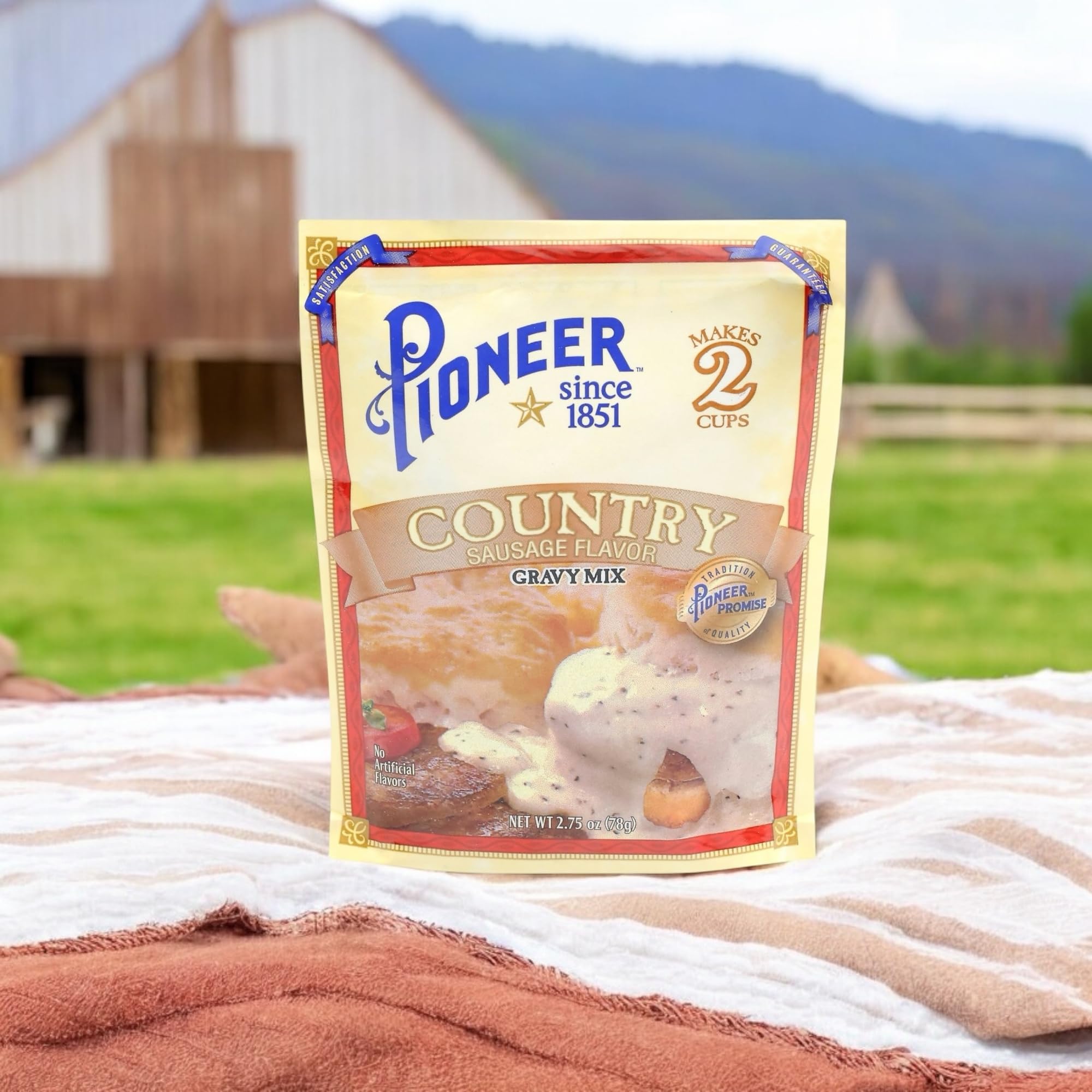 Close-up of 2.75 oz packet being measured for cooking.