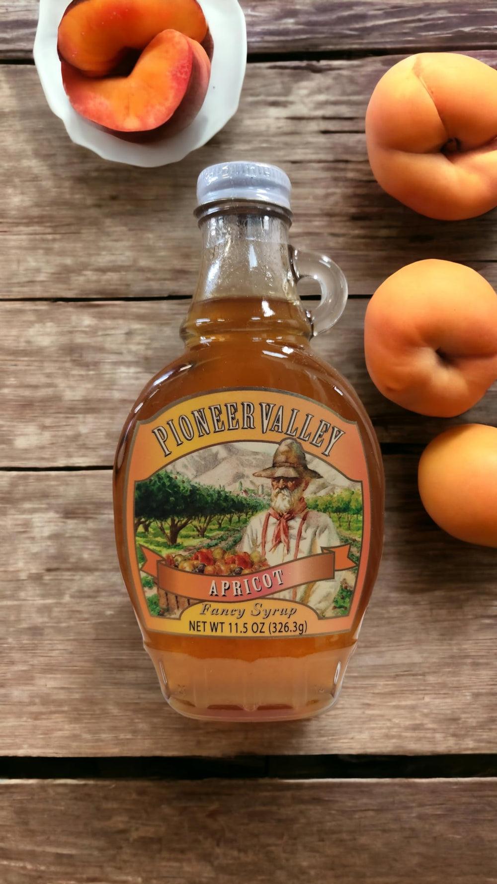 Pioneer Valley Apricot Pancake Syrup drizzle with almond and honey notes.