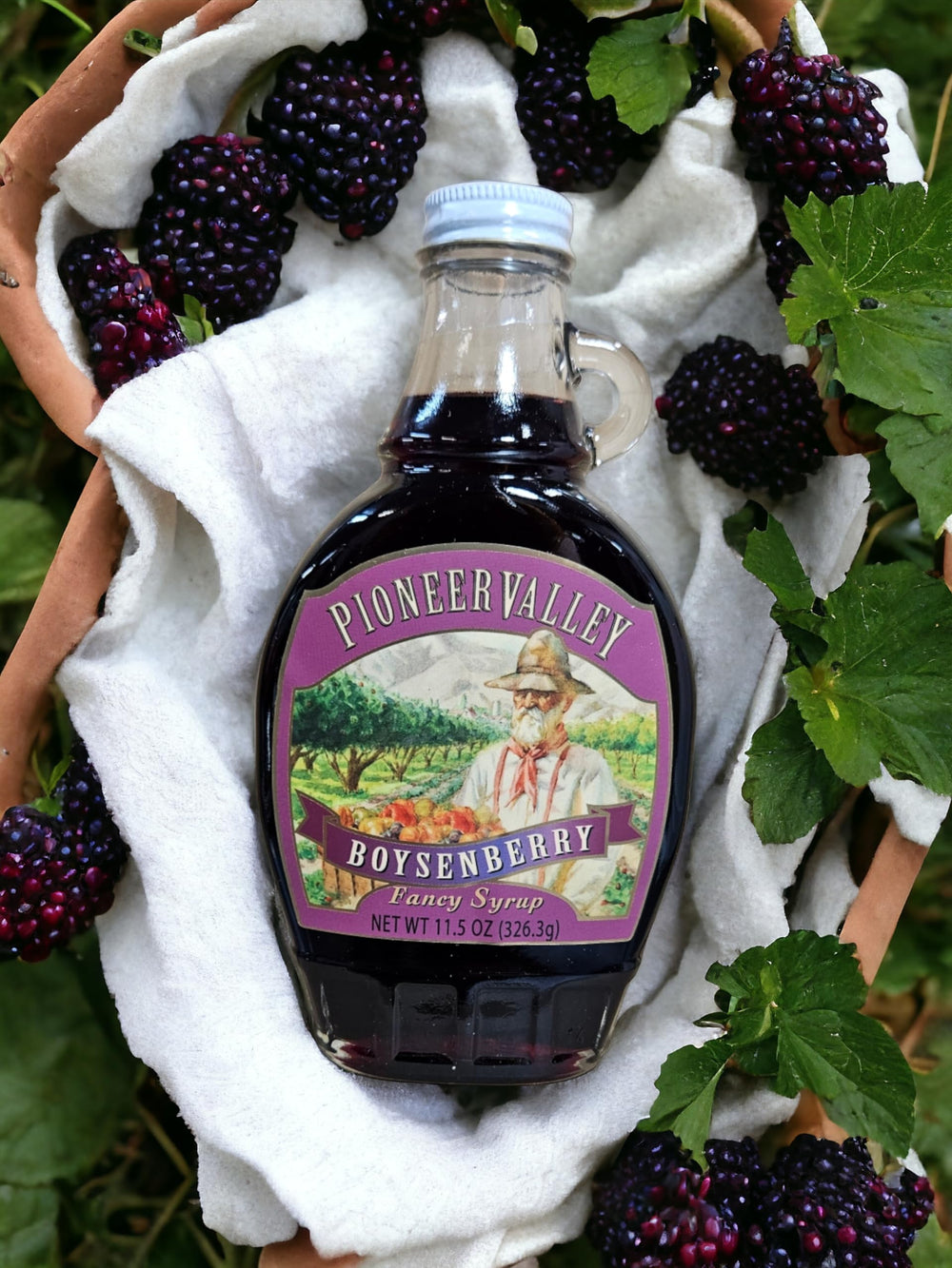 Pioneer Valley Boysenberry Fancy Syrup drizzled on French toast.