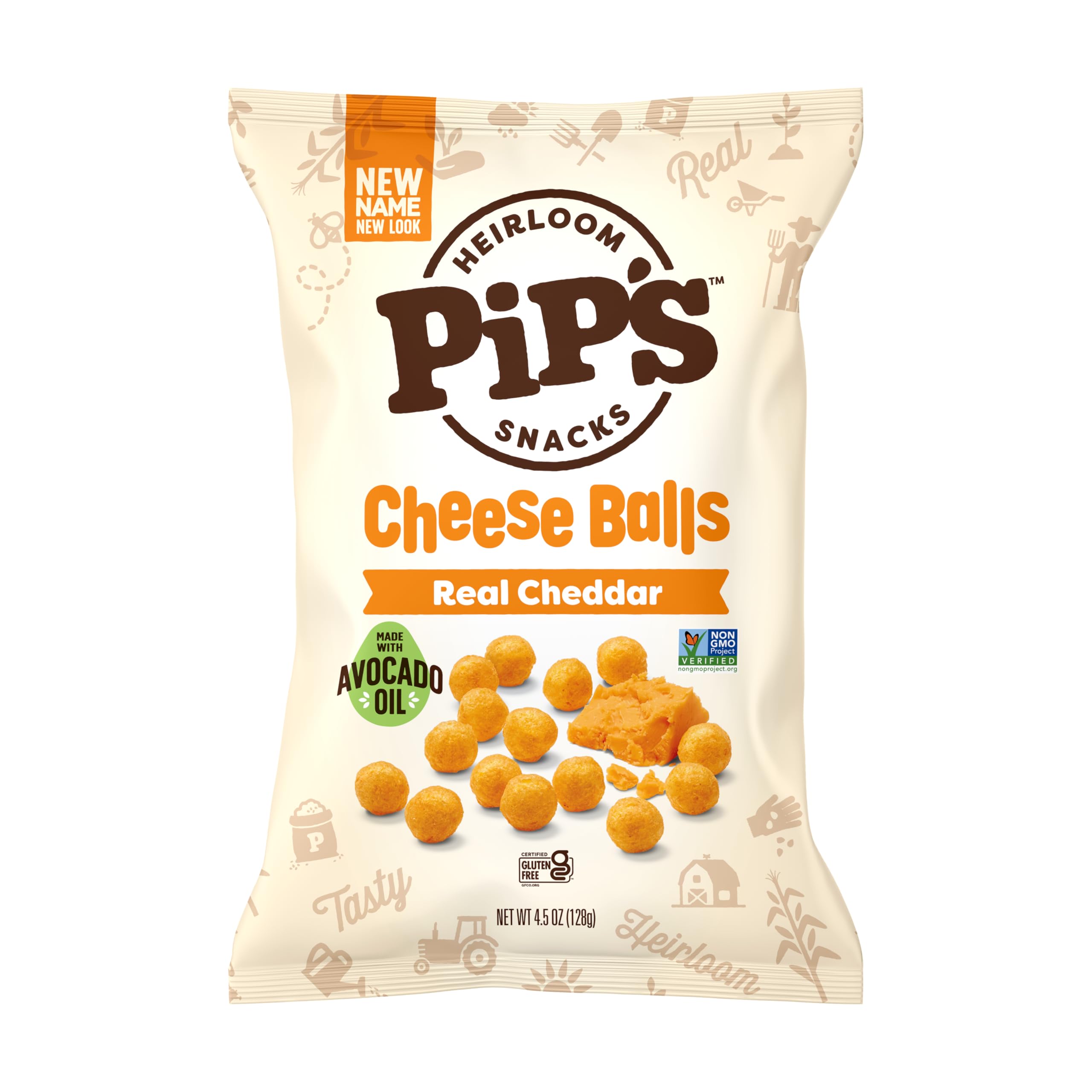Pipcorn cheddar inside-view showing light, airy bites from heirloom corn.