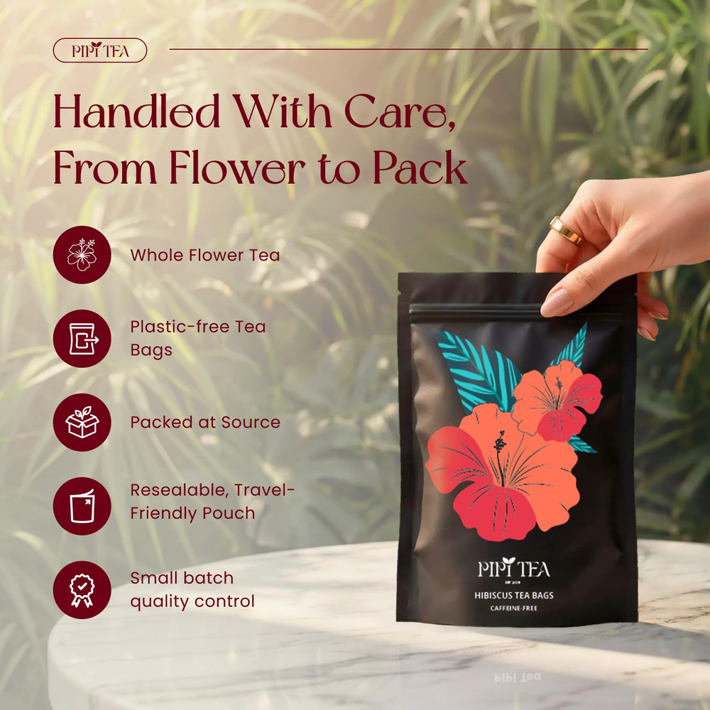PiPi Tea Hibiscus Tea hot cup ready for caffeine-free refreshment