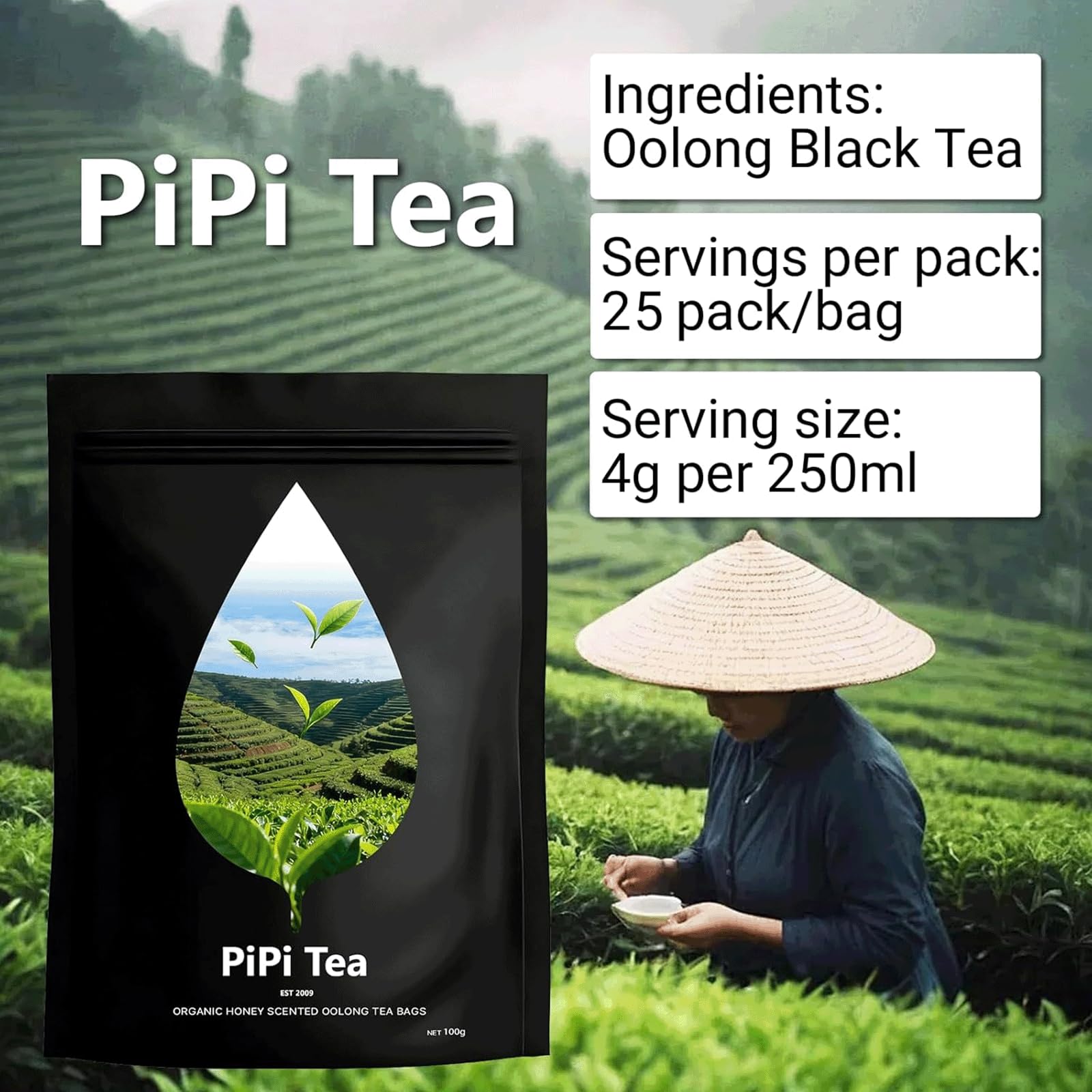 Pipi Tea hot or iced brewing offers versatile refreshment.