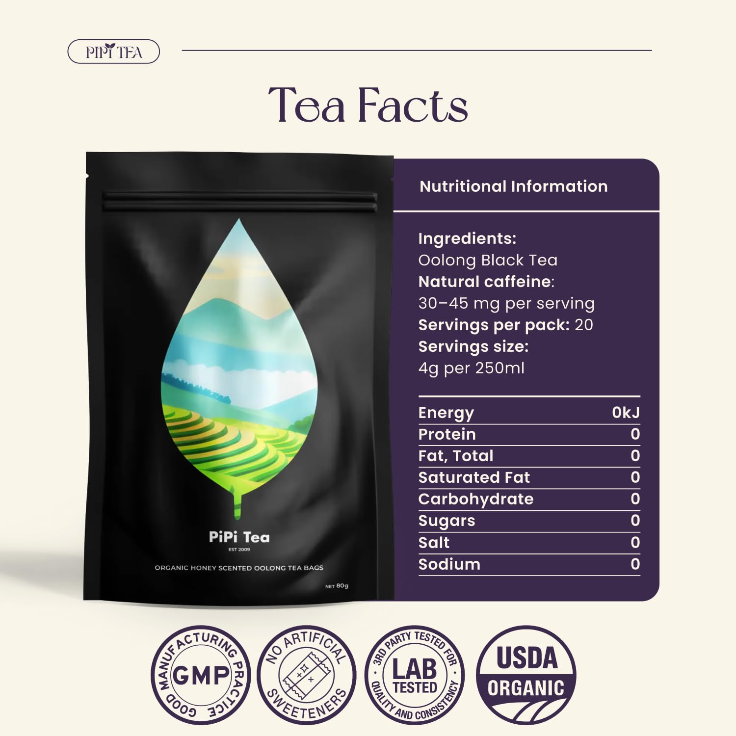 PiPi Tea Subtle energy focus derived from a smooth brew