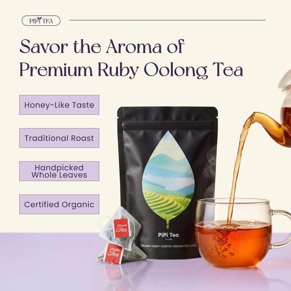 PiPi Tea Whole Leaf Oolong close-up highlights rich flavor and purity
