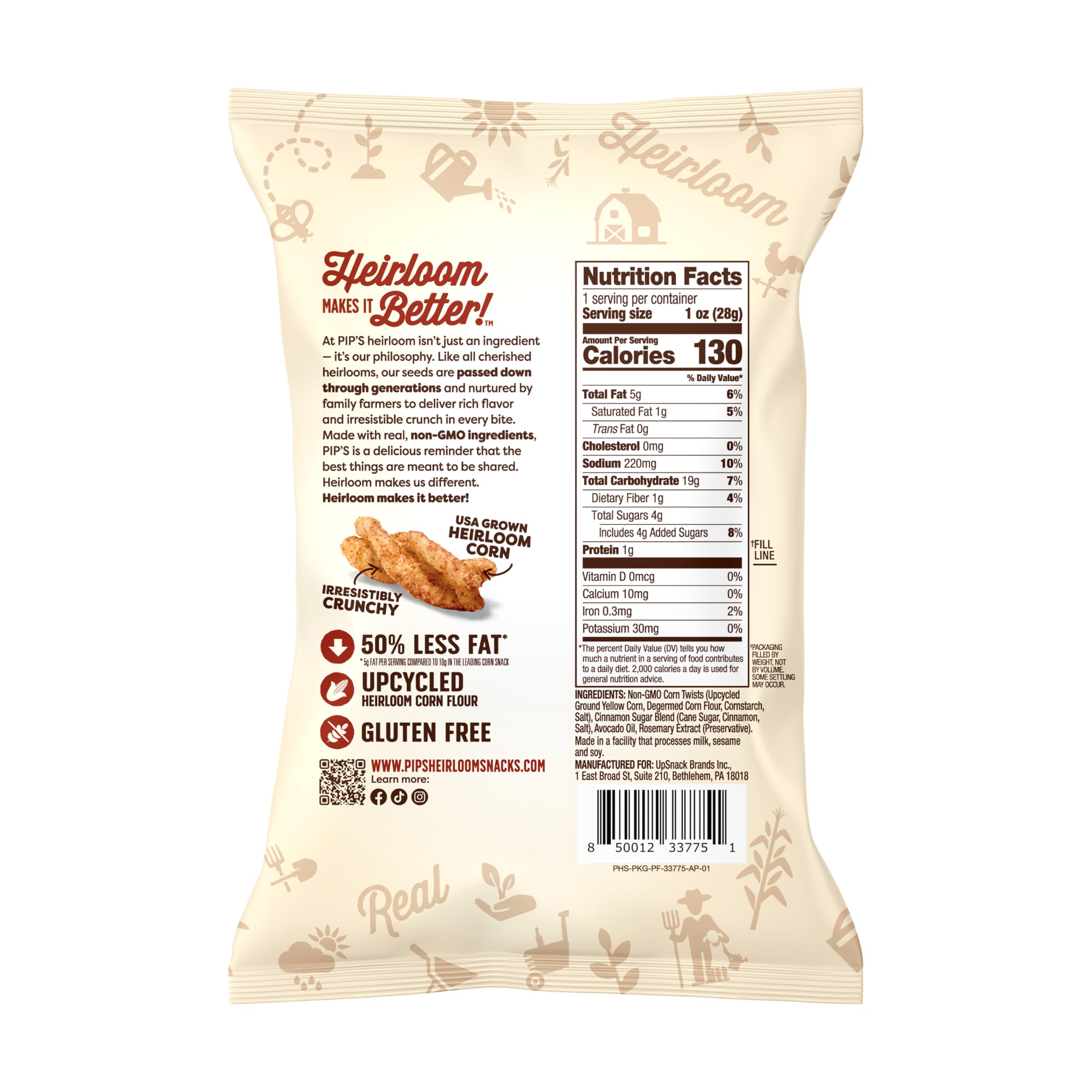 Pip's Heirloom Cinnamon Churro Twists close-up reveals airy crisp and cinnamon sugar crunch.