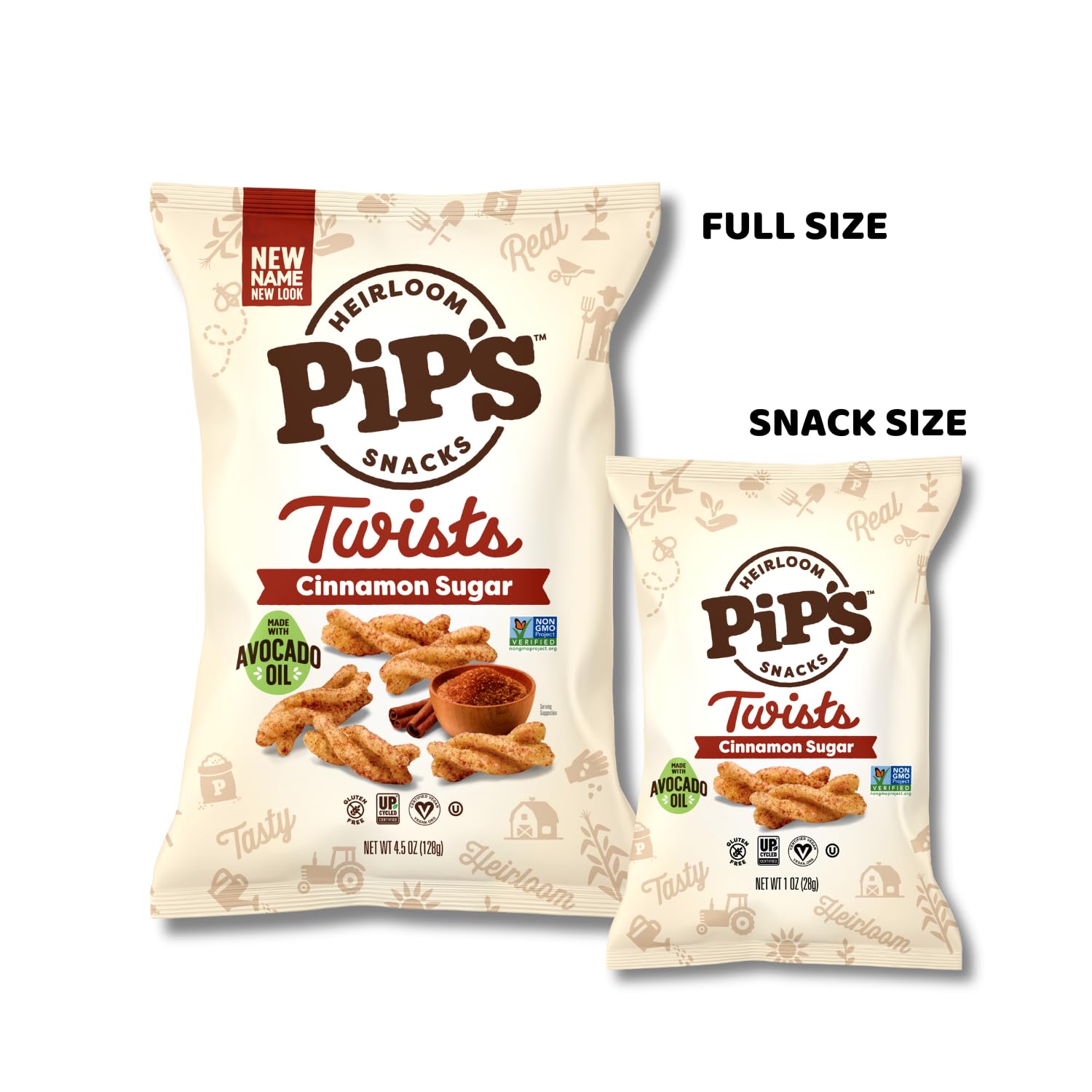 Pip's Heirloom Cinnamon Churro Twists kosher-certified snack option.