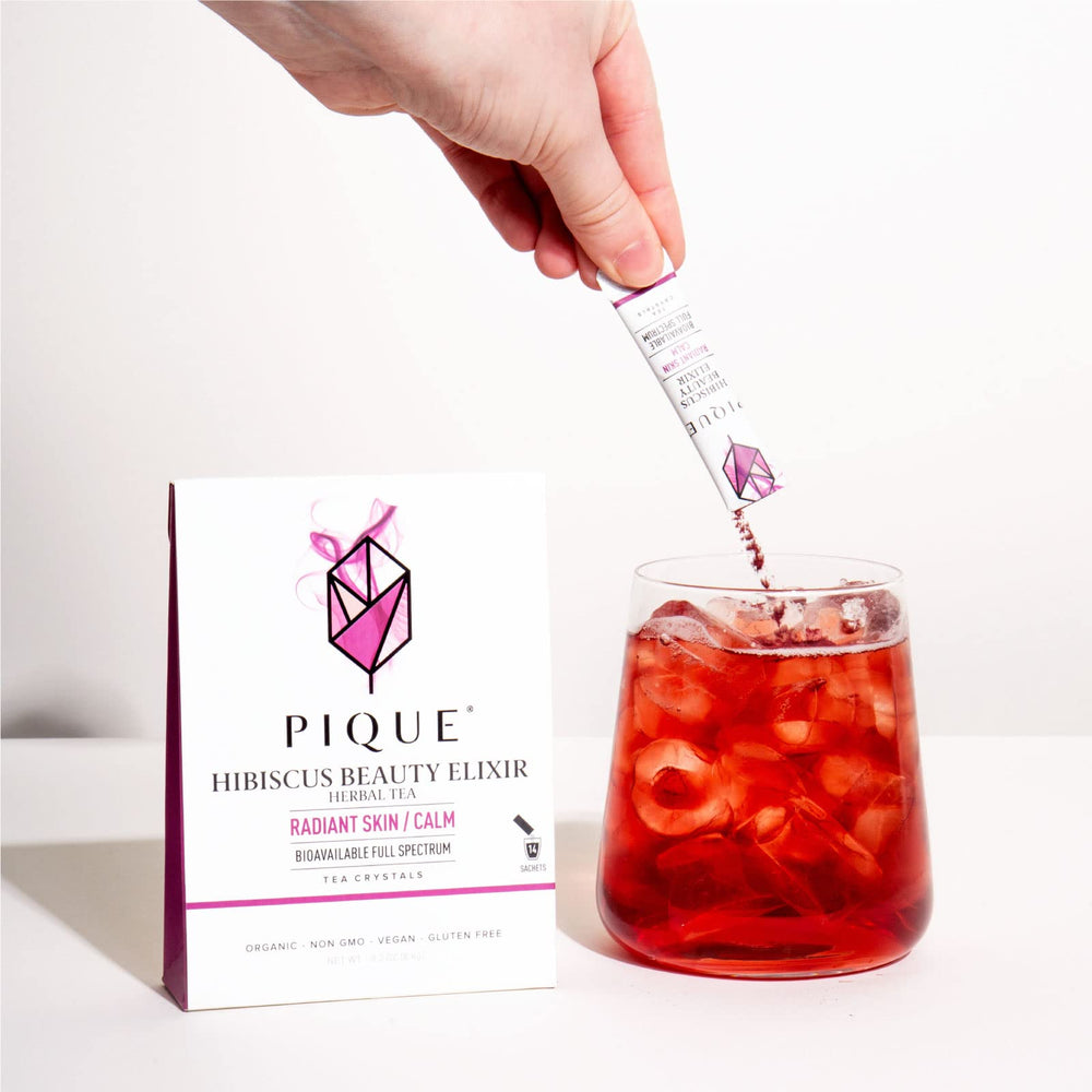 PIQUE organic leaves from family farms signaling responsible sourcing