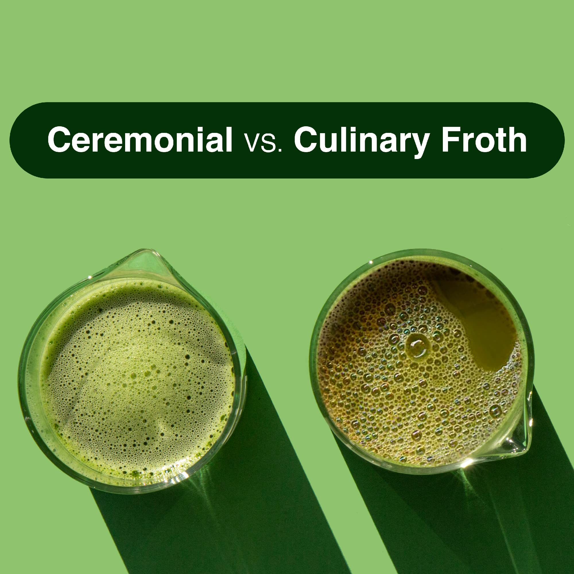 PIQUE Sun Goddess Matcha being poured into a glass for a vibrant brew.