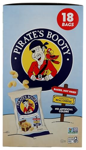 Pirate Brands aged white cheddar rice and corn puffs on-the-go pack supports quick bites