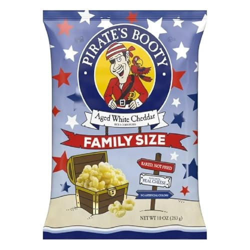 Pirate's Booty aged cheddar puffs serving plate—perfect on-the-go snack.