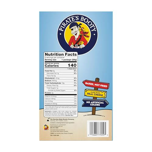 Close-up of Pirate's Booty aged white cheddar puffs with real cheese flavor