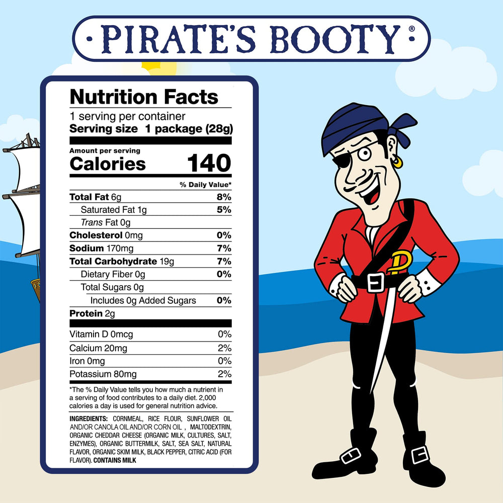 Baked, not fried, Pirate's Booty puffs deliver lighter texture and cheesy flavor