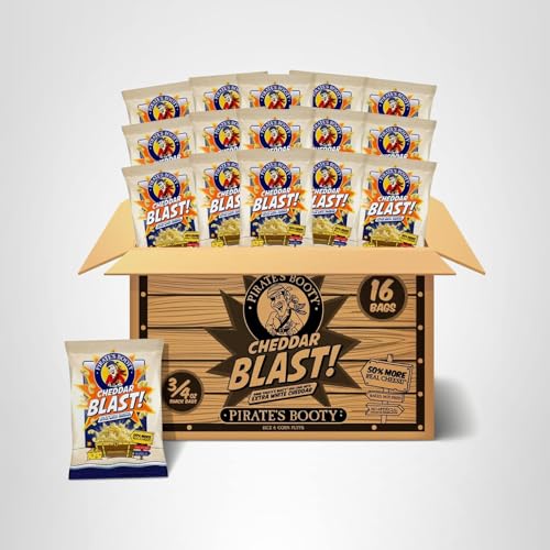 Baked crisp texture of Pirate's Booty Cheddar Blast cheese puffs