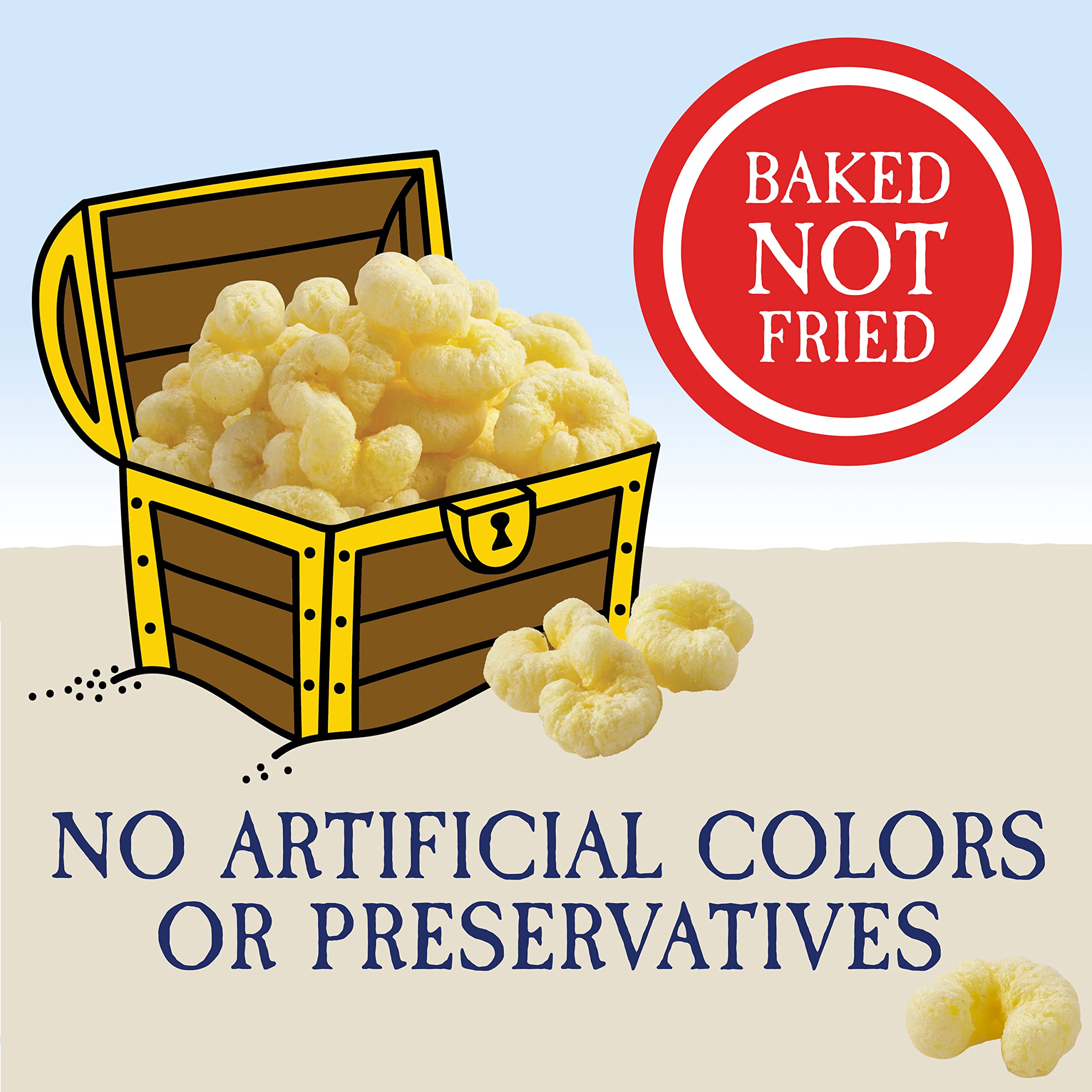 Pirate's Booty aged white cheddar puffs for game nights with real cheese flavor.