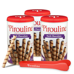 Pirouline dark chocolate crème filled wafer rolls with crisp texture for dessert pairing.