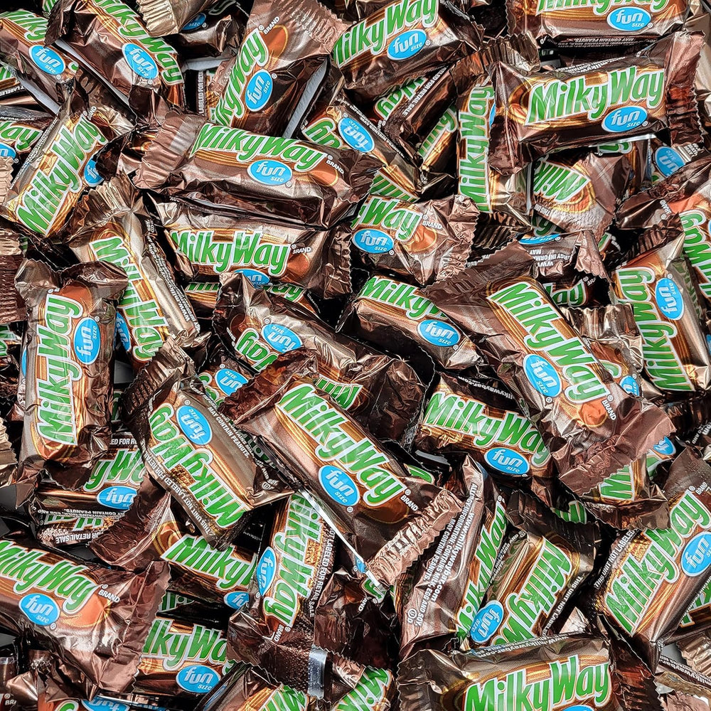Pisoka MiIky Way chocolate candy with caramel and nougat; individually wrapped mini bars for sharing.