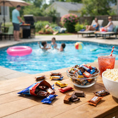 Pisoka party display bowl featuring the chocolate variety for gatherings.
