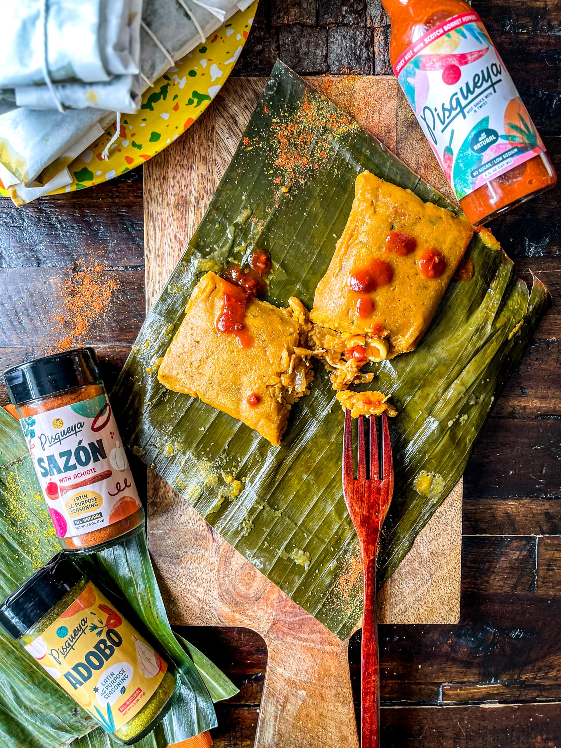 Pisqueya sazon on rice and beans boosts color and flavor.