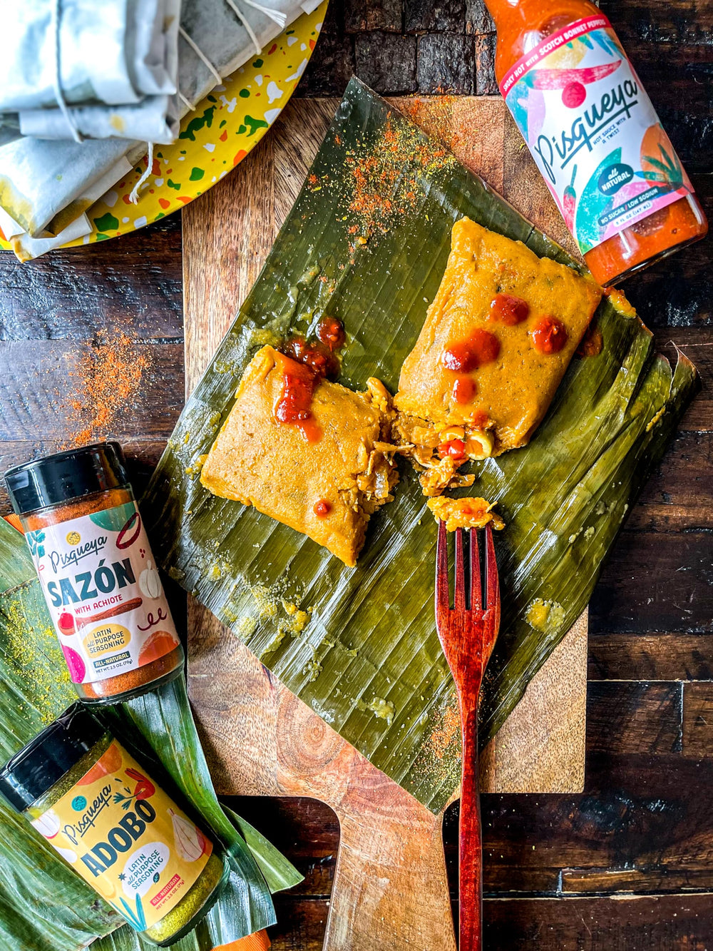 Pisqueya sazon on rice and beans boosts color and flavor.