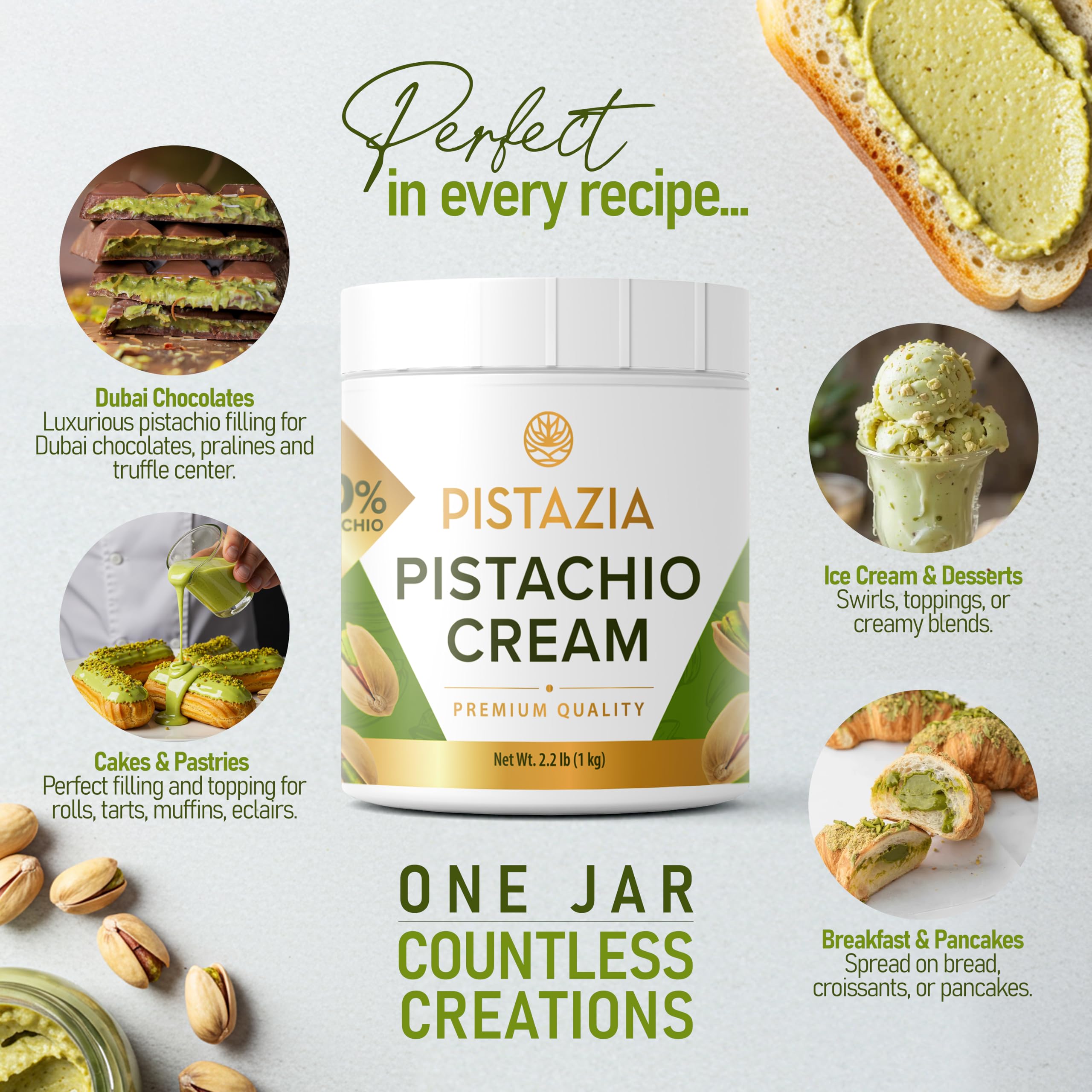 Premium packaging of Pistazia 1kg jar preserves freshness and presentation.
