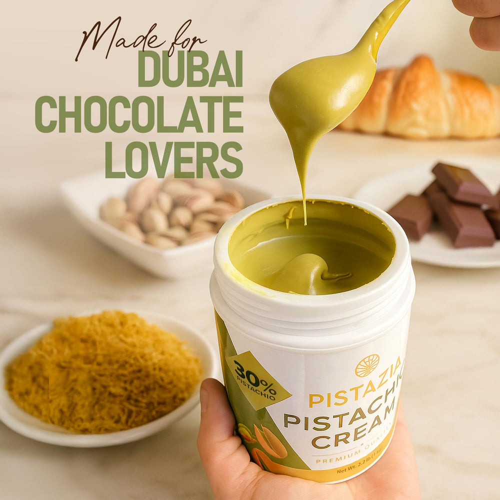 Luxurious Pistazia spread shown free of additives for pure flavor.