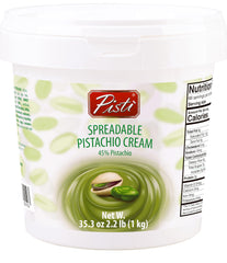Pisti pistachio cream jar front—luxury Italian spread for toast.