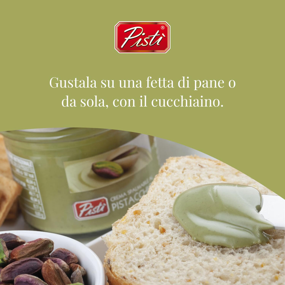 Pisti pistachio cream on crackers, ready for snacking.