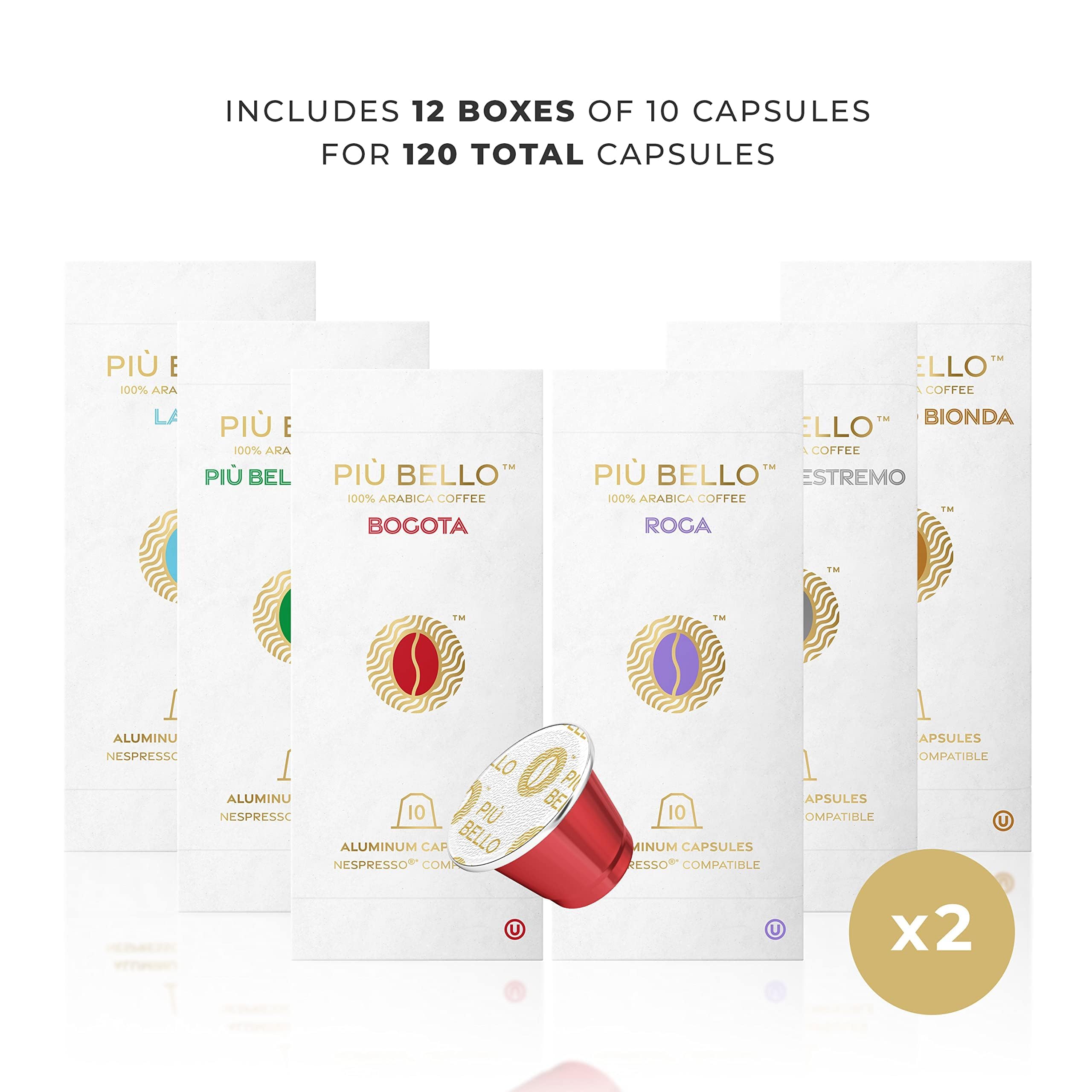 Piu Bello Nespresso Original compatible pods ensure easy single-serve brewing.